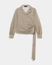 Brooks Brothers Optical Wrap Cotton Blouse Olive