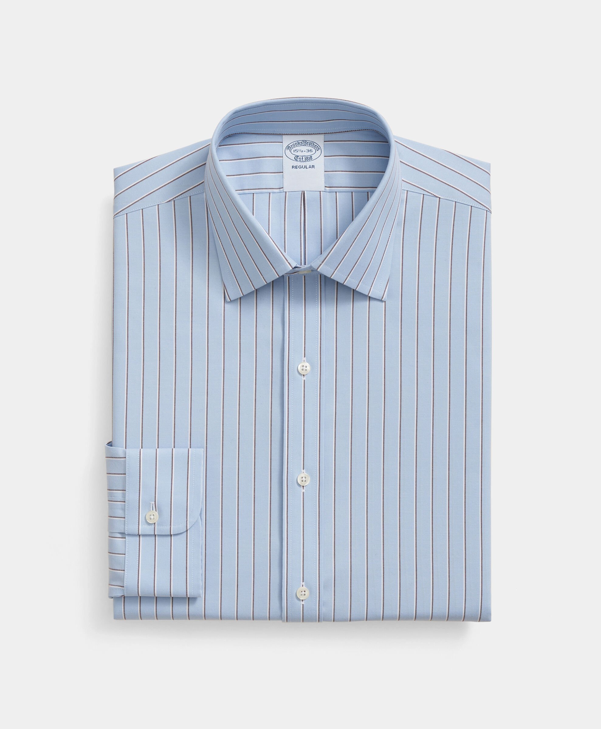 Slim Fit Non-Iron Striped Oxford Pinpoint Supima Shirt with Ainsley Collar