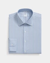 Brooks Brothers Slim Fit Non-Iron Striped Oxford Pinpoint Supima Shirt with Ainsley Collar Light Blue