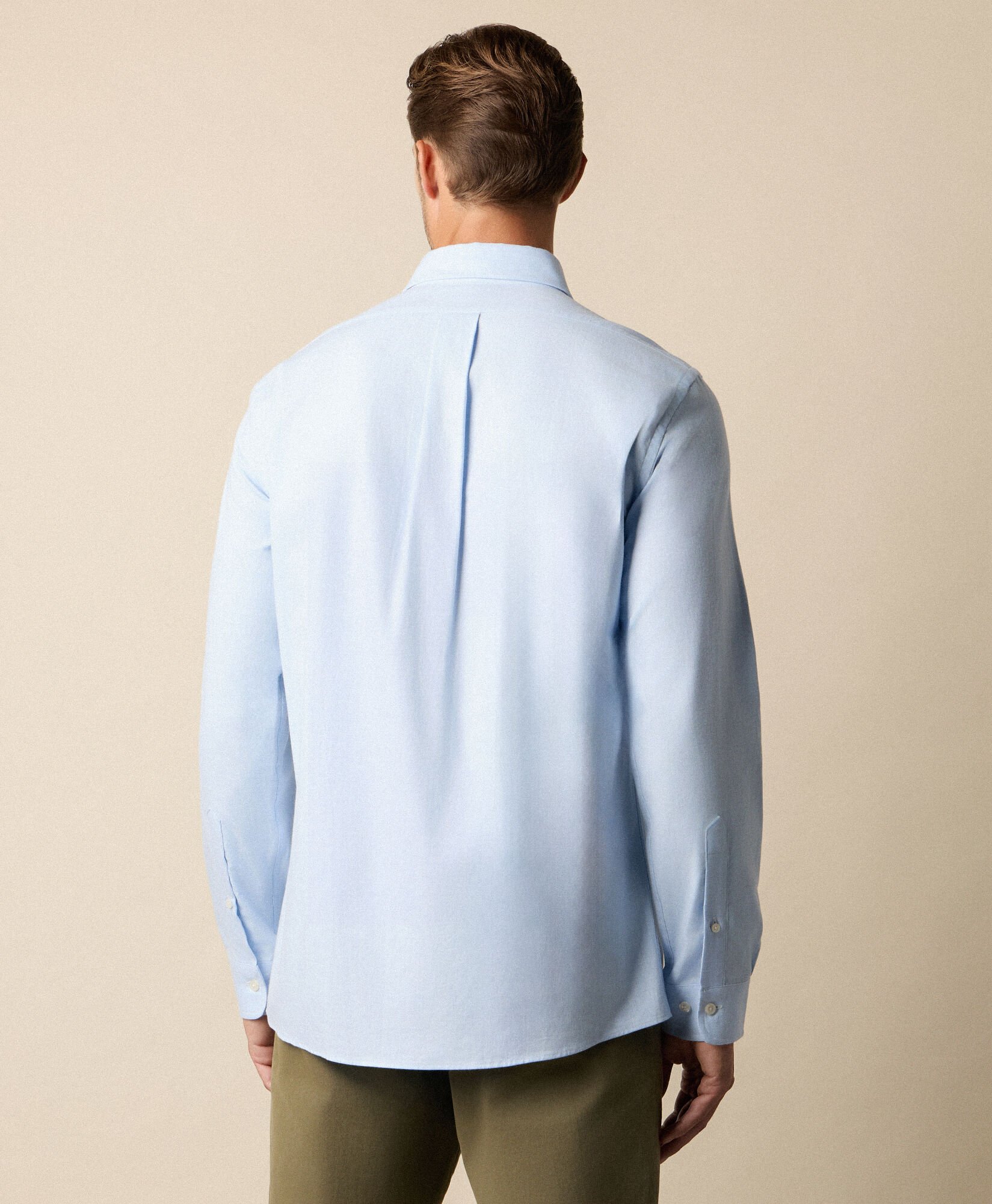 Slim Fit Melange Cotton Flannel Shirt with Spread Collar