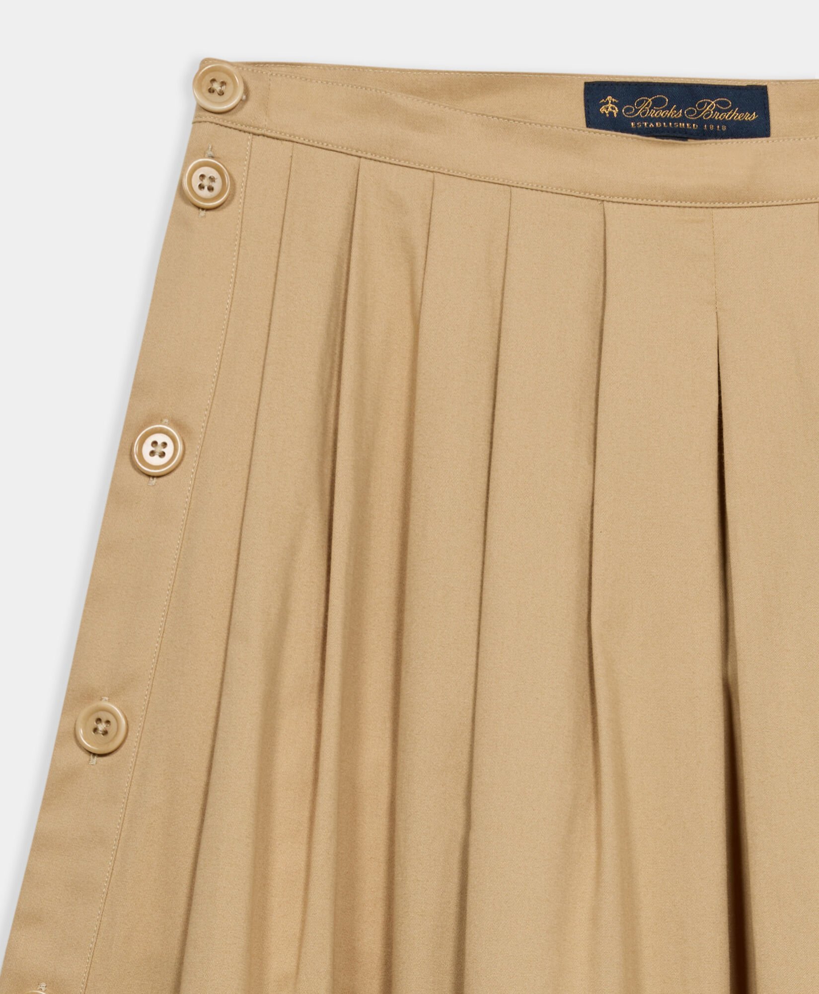 Pleated Twill Midi Skirt