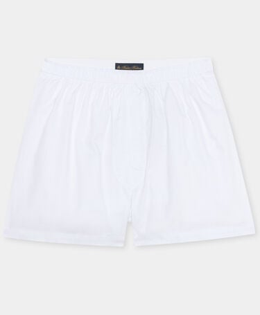 Brooks Brothers Plain Pinpoint Cotton Boxer White