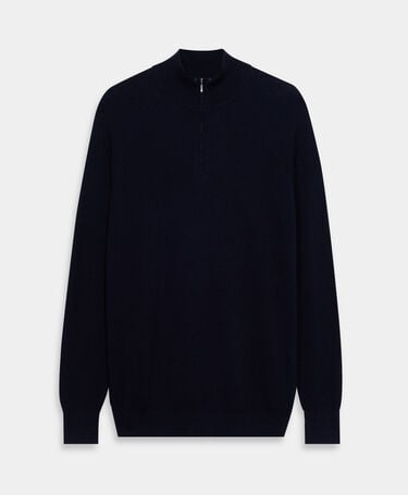 Brooks Brothers Half-Zip English Rib Cotton-Cashmere Sweater Navy