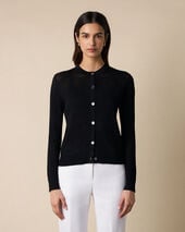 Brooks Brothers Cardigan Girocollo in Viscosa Pointelle Nero