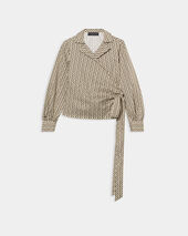 Brooks Brothers Optical Wrap Cotton Blouse Olive