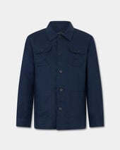 Brooks Brothers Linen Utility Overshirt Blue