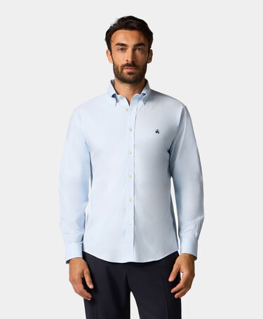 Brooks Brothers Regular Fit Oxford Shirt with Button Down Collar Blue