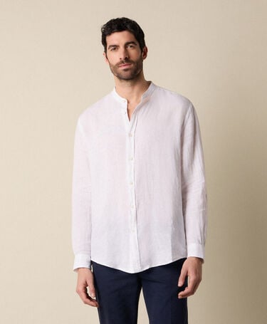 Brooks Brothers Regular Fit Hemd aus Leinen mit Stehkragen Weiß