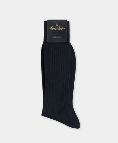 Brooks Brothers Klassische gerippte Socken aus mercerisierter Baumwolle Marineblau