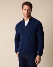 Brooks Brothers Full Zip Merino Wool Sweater Navy