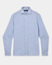 Brooks Brothers Slim Fit Linen Shirt with Spread Collar Blue
