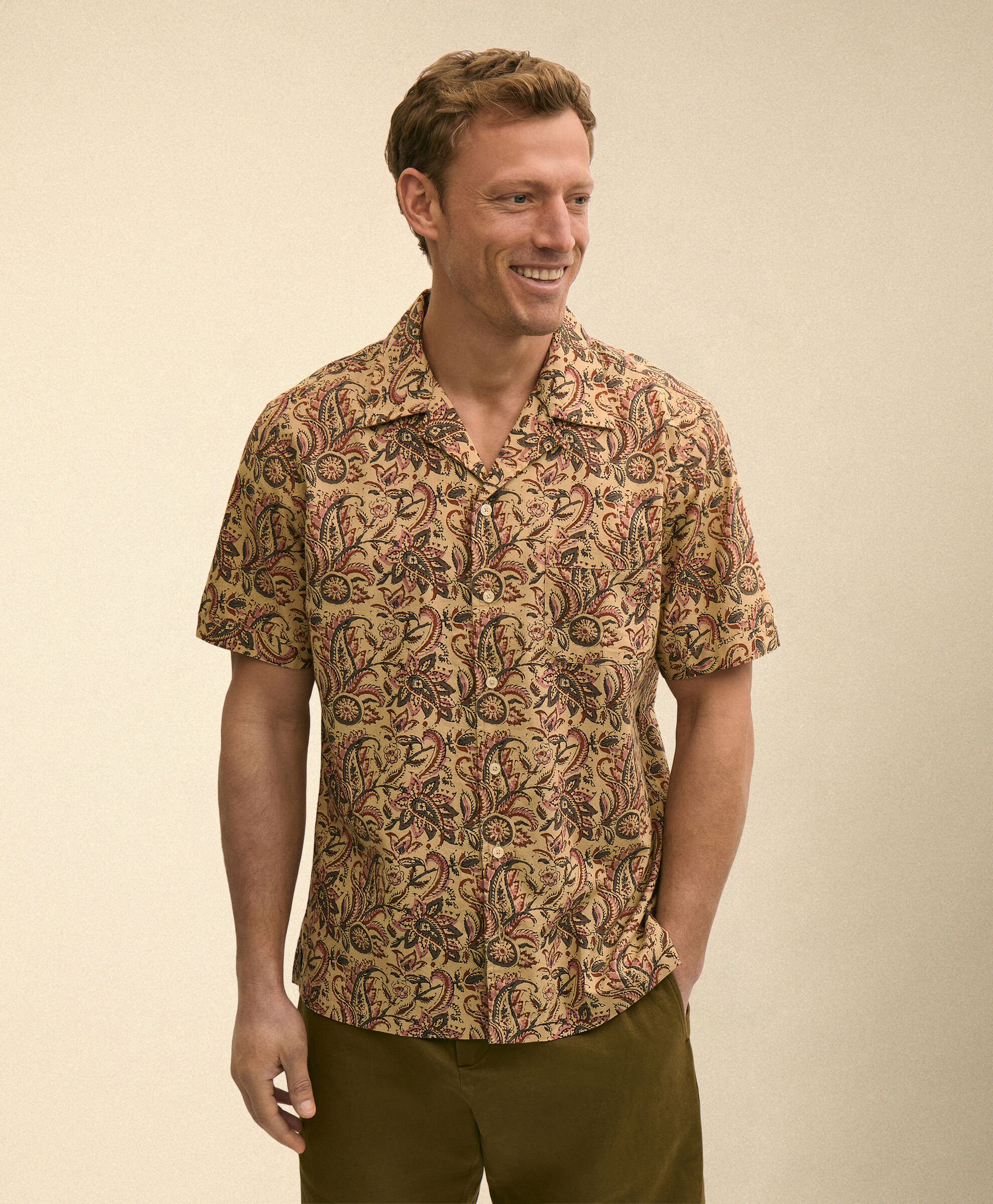 Block Print Cotton Camp Shirt