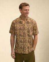 Brooks Brothers Block Print Cotton Camp Shirt Brown