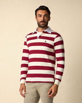 Brooks Brothers Striped Jersey Rugby Polo Burgundy