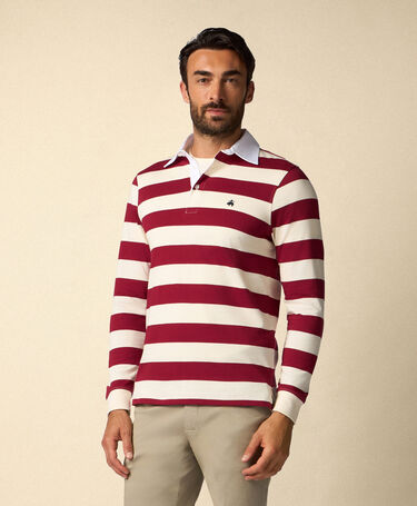 Brooks Brothers Polo Rugby a Righe in Jersey Borgogna
