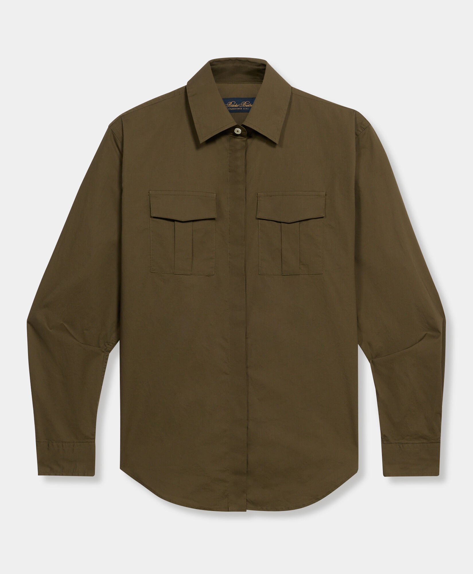Boxy Stretch Cotton Pocket Shirt