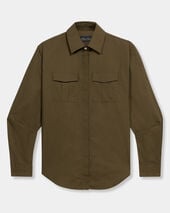 Brooks Brothers Boxy Stretch Cotton Pocket Shirt Military
