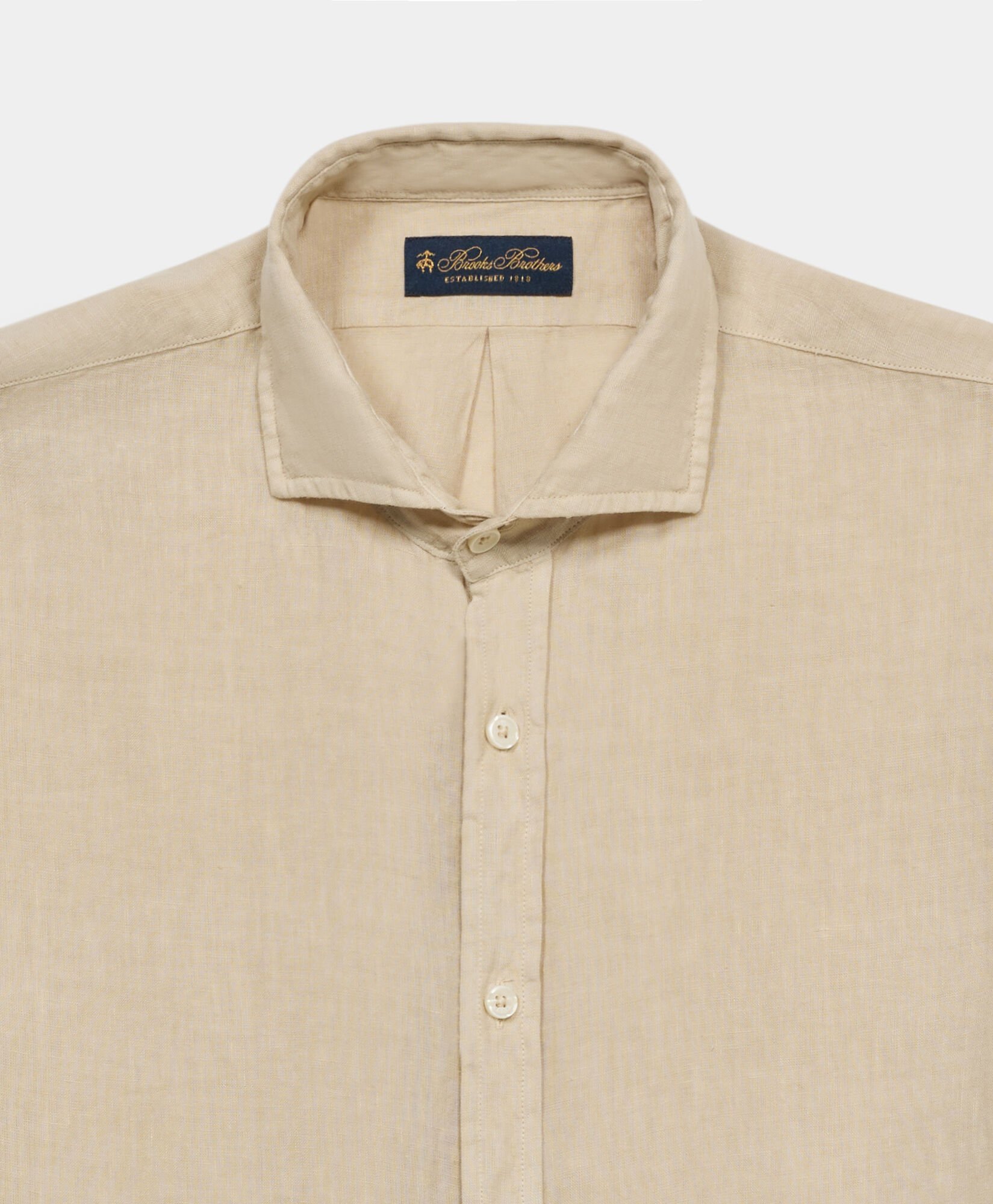 Slim Fit Linen Shirt with Spread Collar