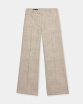 Brooks Brothers Wide Leg Pinstripe Trousers Natural