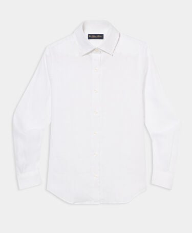 Brooks Brothers Leinenhemd mit Logo Weiß