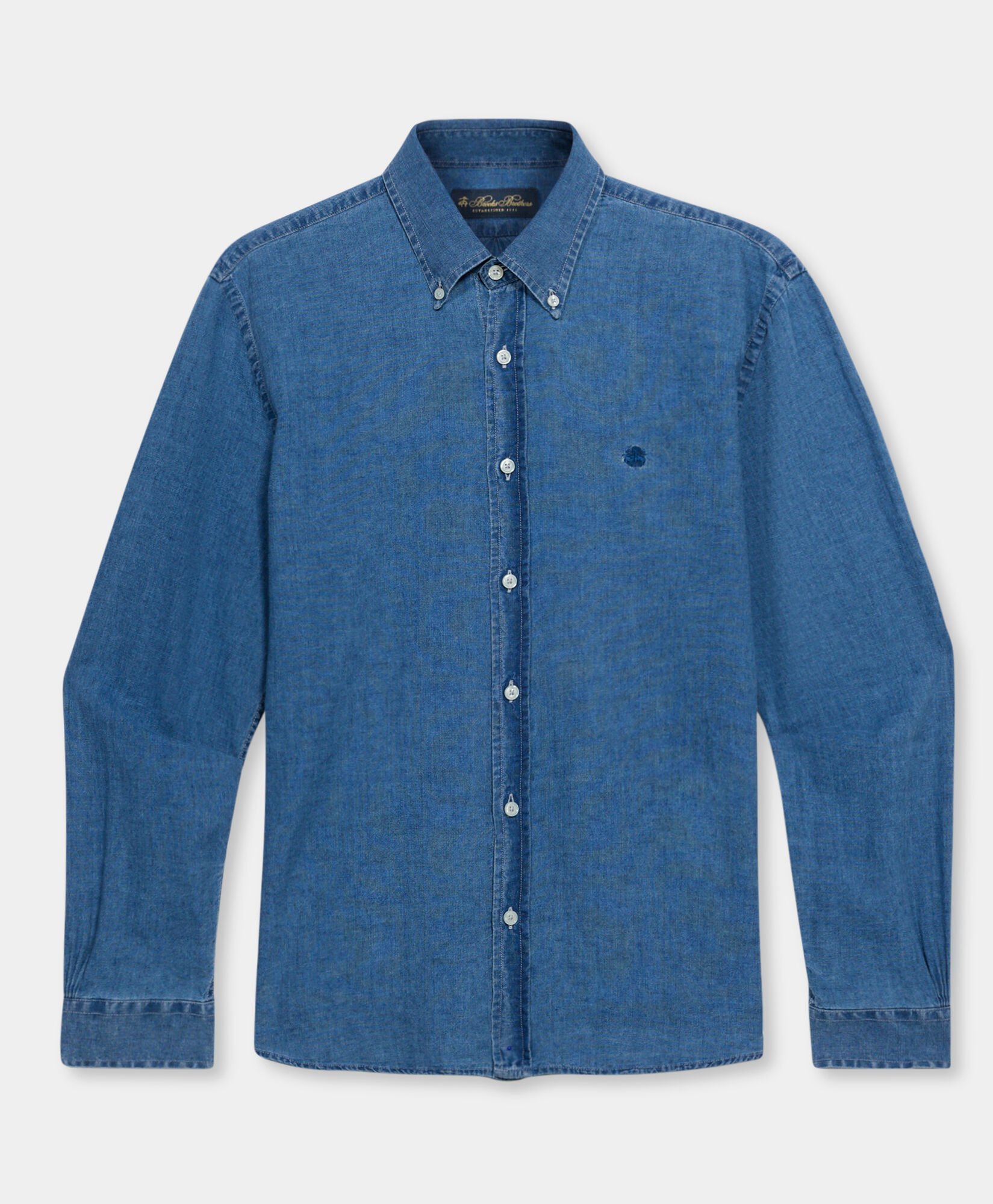 Slim Fit Denim Shirt with Button Down Collar