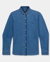 Brooks Brothers Slim Fit Denim Shirt with Button Down Collar Stone