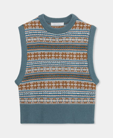 Brooks Brothers Chaleco Fair Isle de Lana de Cordero Azul Claro