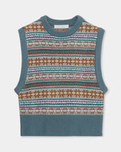 Brooks Brothers Fair-Isle-Weste aus Lammwolle Hellblau Brooks Brothers Fair-Isle-Weste aus Lammwolle Hellblau