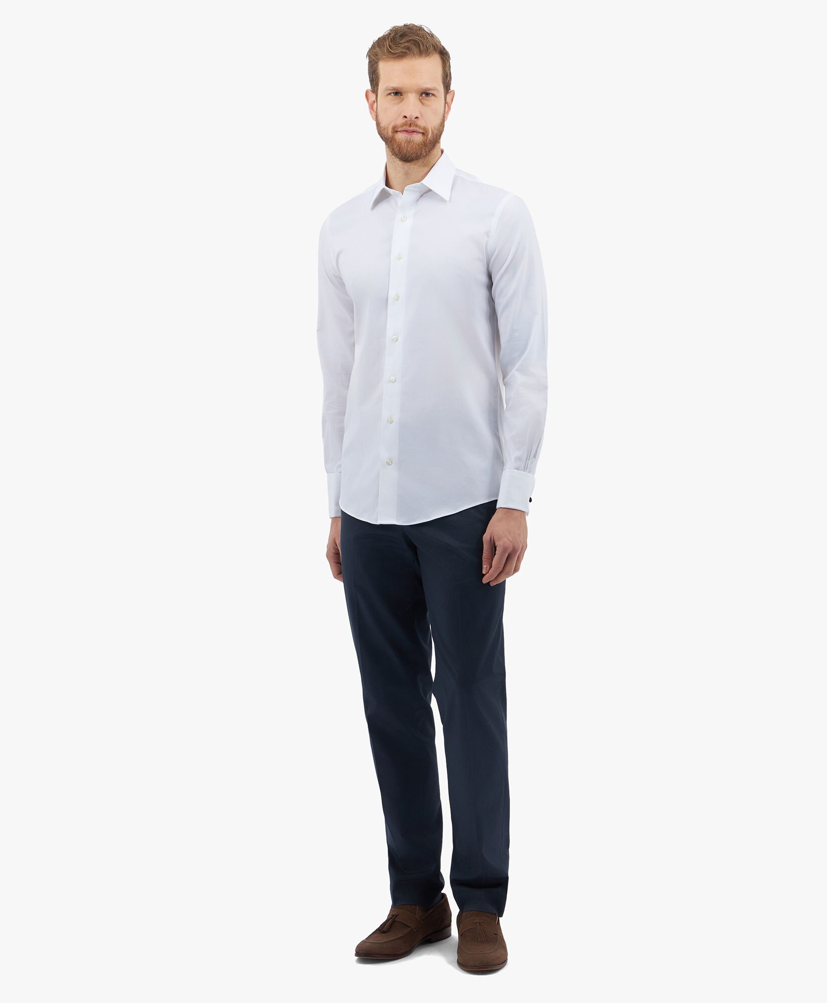 Slim Fit Non-Iron Oxford Pinpoint Shirt with Ainsley Collar