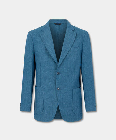 Brooks Brothers Herringbone Linen Blazer Light Blue