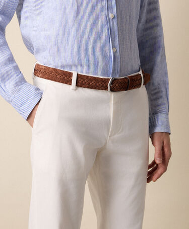 Brooks Brothers Woven Suede Leather Belt Cognac