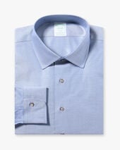 Brooks Brothers Slim Fit Non-Iron Herringbone Supima Shirt with Ainsley Collar Blue