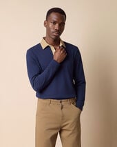 Brooks Brothers Polo con Collo in Velluto a Coste Blu Marino