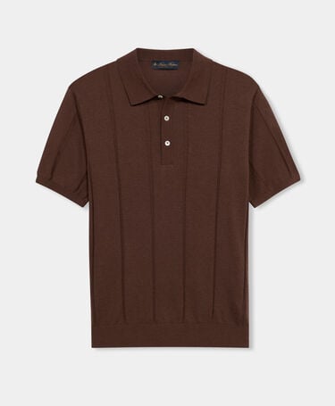 Brooks Brothers Cotton Linen Knit-Polo Rust