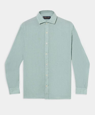 Brooks Brothers Slim Fit Hemd aus Leinen mit Spread-Kragen Salbei