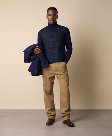 Brooks Brothers Gilet in Panno Blackwatch Blu scuro