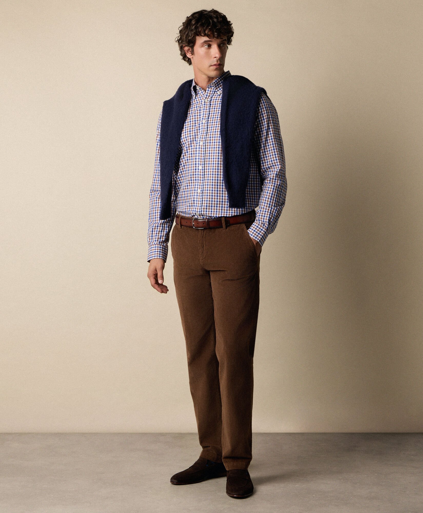 Slim Fit Karo-Twillhemd mit Button Down Collar