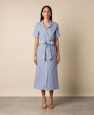 Brooks Brothers Gestreiftes Hemdkleid mit Gürtel Blau