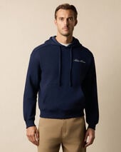 Brooks Brothers Cotton Hoodie with Embroidered Logo Navy