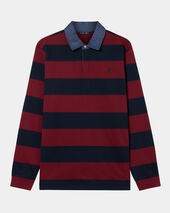 Brooks Brothers Rugby-Polo mit Denim-Kragen Burgunderrot Brooks Brothers Rugby-Polo mit Denim-Kragen Burgunderrot