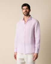 Brooks Brothers Regular Fit Linen Shirt with Spread Collar Lilac