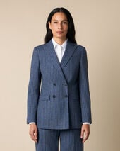 Brooks Brothers Pinstripe Cotton Blend Blazer Denim