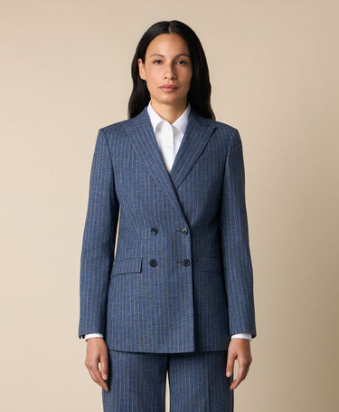 Brooks Brothers Blazer en Coton Mélangé à Rayures Denim