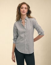 Brooks Brothers Classic Fit Non-Iron Striped Stretch Poplin Supima Shirt with Button Down Collar Black