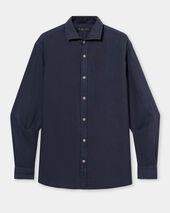 Brooks Brothers Regular Fit Linen Shirt with Spread Collar Navy