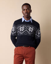 Brooks Brothers Pull en Jacquard Norvégien Bleu Marine