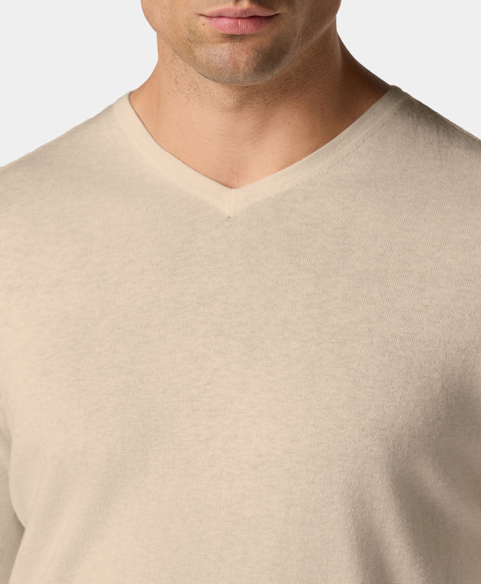 Organic Cotton-Linen V-Neck Sweater