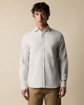 Brooks Brothers Slim Fit Melange Cotton Flannel Shirt with Spread Collar Light Grey