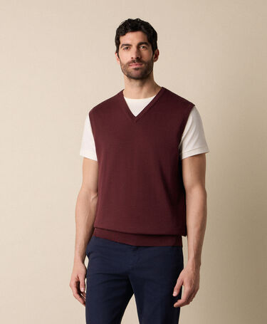 Brooks Brothers V-Neck Knit Vest Wine