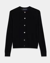 Brooks Brothers Pointelle Viscose Crewneck Cardigan Black